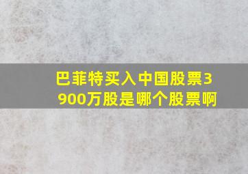 巴菲特买入中国股票3900万股是哪个股票啊