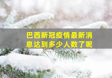 巴西新冠疫情最新消息达到多少人数了呢