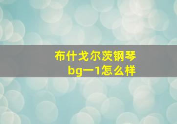 布什戈尔茨钢琴bg一1怎么样