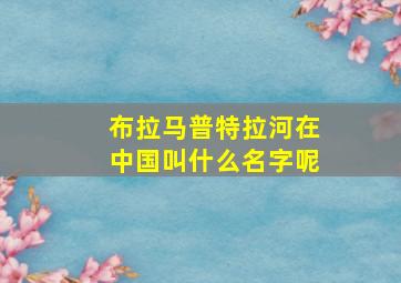 布拉马普特拉河在中国叫什么名字呢