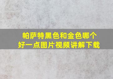 帕萨特黑色和金色哪个好一点图片视频讲解下载