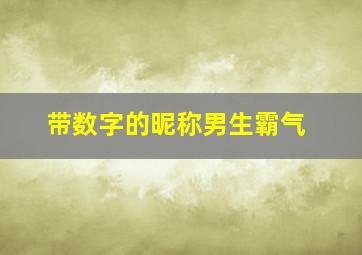 带数字的昵称男生霸气