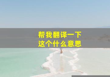 帮我翻译一下这个什么意思