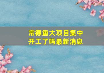 常德重大项目集中开工了吗最新消息