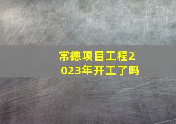 常德项目工程2023年开工了吗