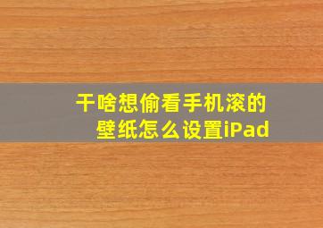 干啥想偷看手机滚的壁纸怎么设置iPad