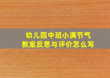 幼儿园中班小满节气教案反思与评价怎么写