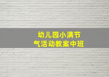 幼儿园小满节气活动教案中班