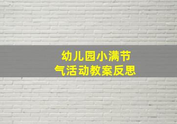 幼儿园小满节气活动教案反思