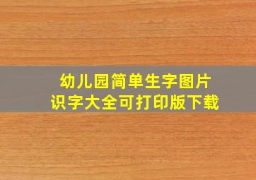 幼儿园简单生字图片识字大全可打印版下载