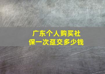 广东个人购买社保一次趸交多少钱