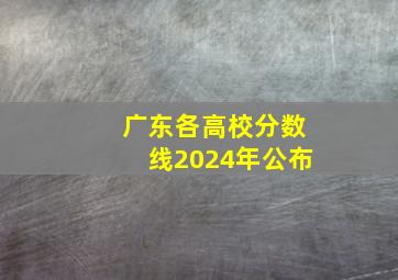 广东各高校分数线2024年公布