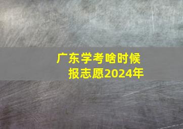 广东学考啥时候报志愿2024年