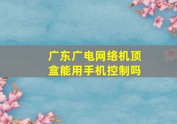 广东广电网络机顶盒能用手机控制吗