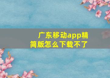 广东移动app精简版怎么下载不了