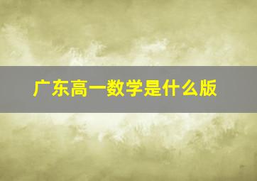 广东高一数学是什么版