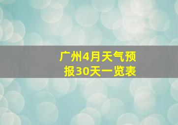 广州4月天气预报30天一览表