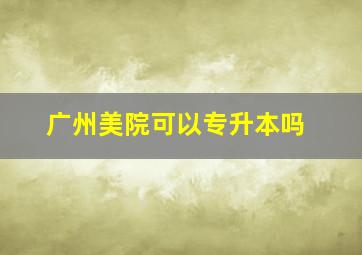 广州美院可以专升本吗