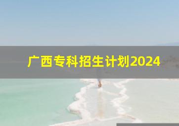 广西专科招生计划2024