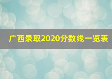 广西录取2020分数线一览表