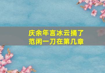 庆余年言冰云捅了范闲一刀在第几章