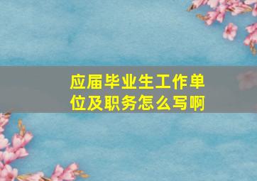 应届毕业生工作单位及职务怎么写啊