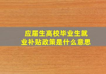 应届生高校毕业生就业补贴政策是什么意思