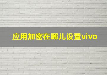 应用加密在哪儿设置vivo