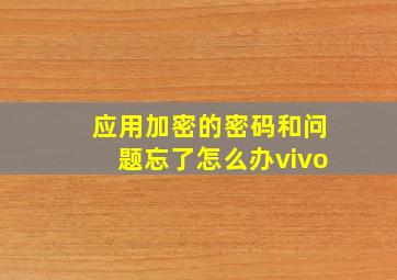 应用加密的密码和问题忘了怎么办vivo