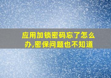 应用加锁密码忘了怎么办,密保问题也不知道