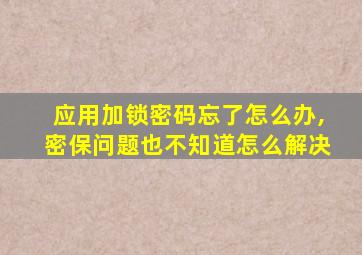 应用加锁密码忘了怎么办,密保问题也不知道怎么解决