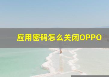 应用密码怎么关闭OPPO