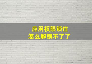 应用权限锁住怎么解锁不了了