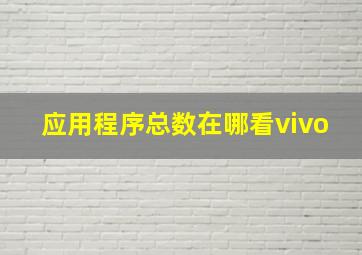 应用程序总数在哪看vivo