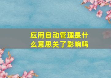 应用自动管理是什么意思关了影响吗