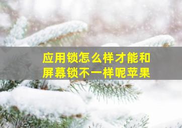 应用锁怎么样才能和屏幕锁不一样呢苹果