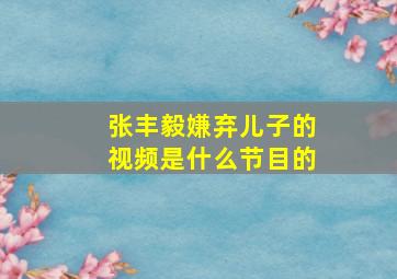 张丰毅嫌弃儿子的视频是什么节目的