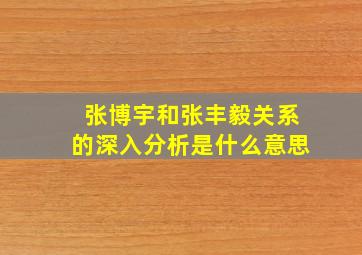 张博宇和张丰毅关系的深入分析是什么意思