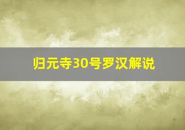 归元寺30号罗汉解说