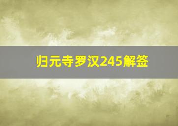 归元寺罗汉245解签