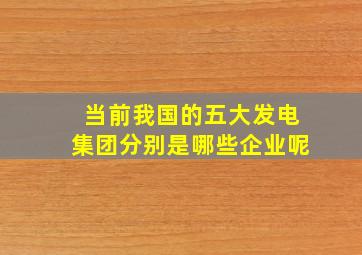 当前我国的五大发电集团分别是哪些企业呢