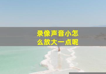 录像声音小怎么放大一点呢