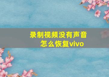 录制视频没有声音怎么恢复vivo