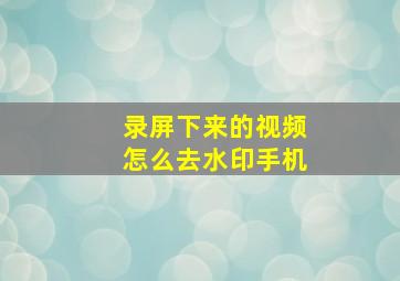 录屏下来的视频怎么去水印手机