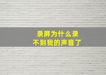 录屏为什么录不到我的声音了