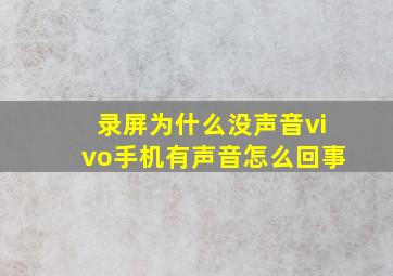 录屏为什么没声音vivo手机有声音怎么回事