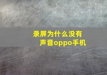 录屏为什么没有声音oppo手机