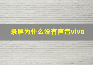 录屏为什么没有声音vivo