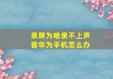 录屏为啥录不上声音华为手机怎么办