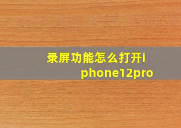 录屏功能怎么打开iphone12pro